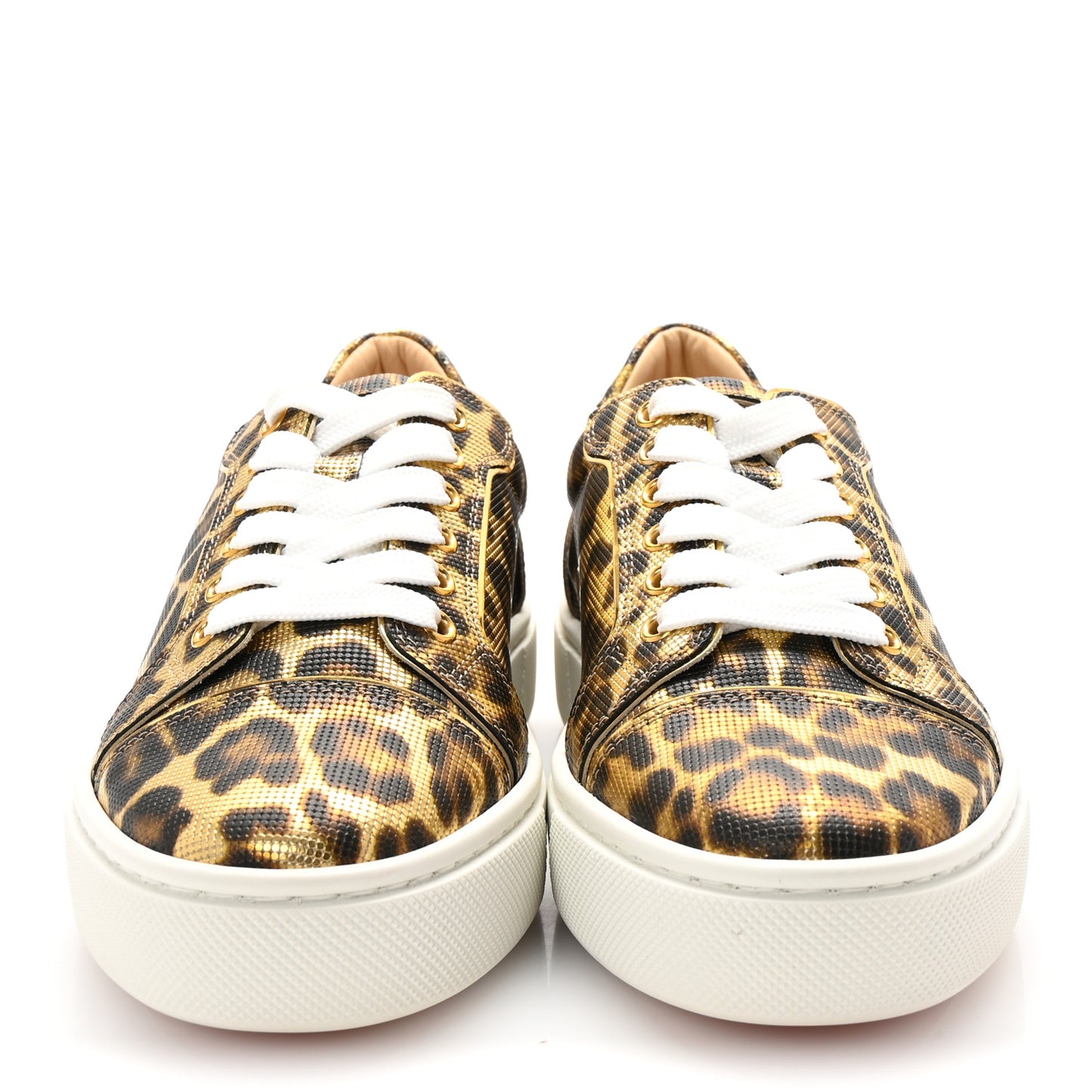 Calfskin Coins Leopard Womens Vieirissima Flat Sneakers 36 Gold