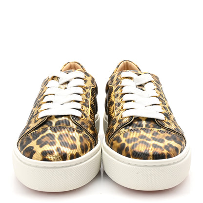 Christian Louboutin Calfskin Coins Leopard Womens Vieirissima Flat Sneakers 36 Gold 3 of 9