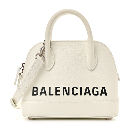 Balenciaga Grained Calfskin XXS Ville Top Handle Bag White Black 1 of 16