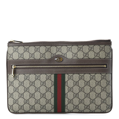 Gucci GG Supreme Monogram Large Ophidia Pouch Clutch Brown 1 of 11