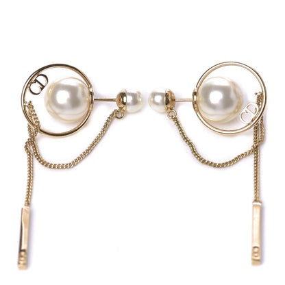 Christian Dior Pearl Tribales Dangle Chain Earrings Gold 1 of 5