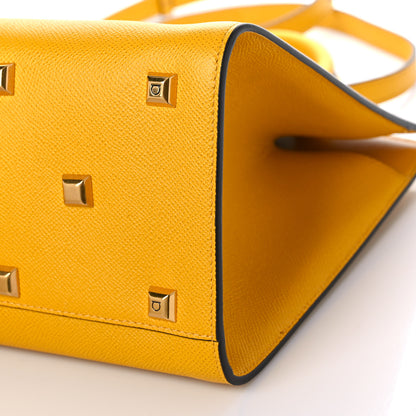 Salvatore Ferragamo Hammered Calfskin Medium The Studio Box Bag Yellow 9 of 9