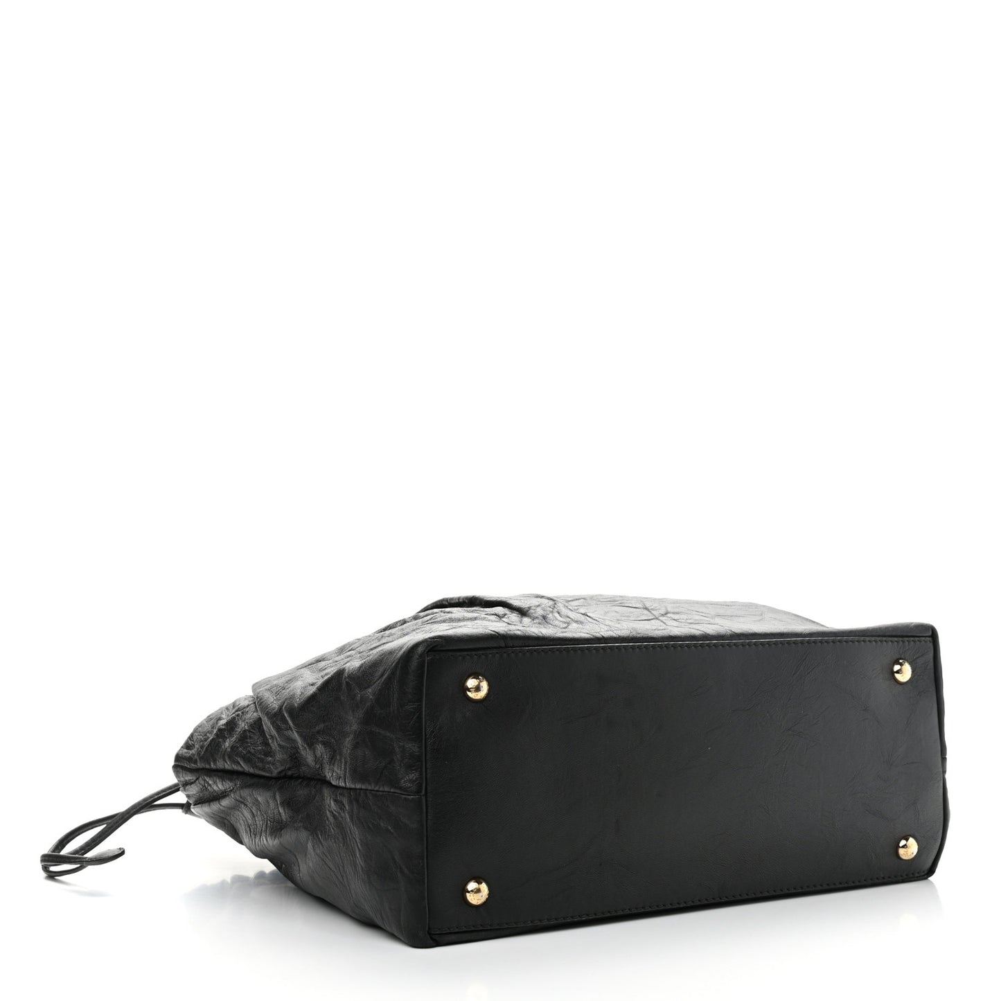 Lambskin Drawstring Shoulder Bag Black