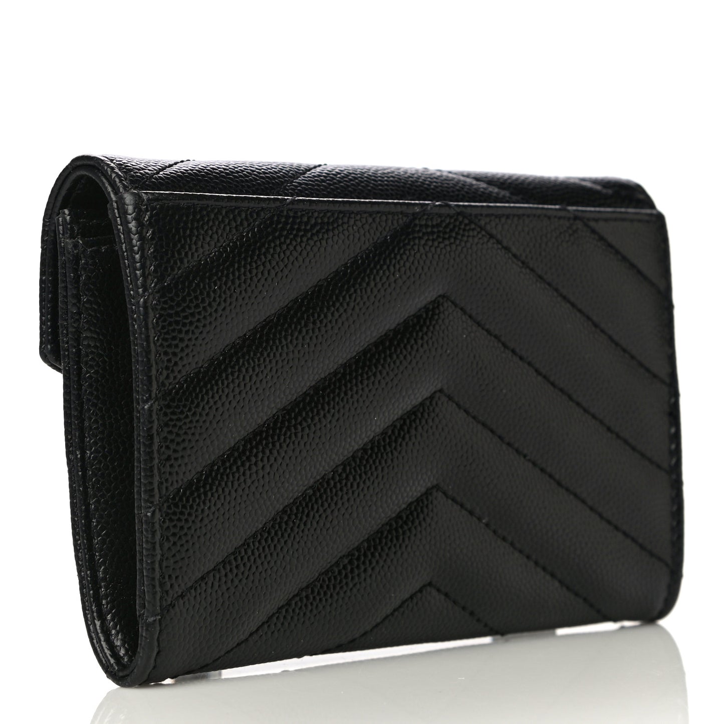 Grain De Poudre Matelasse Chevron Small Monogram Envelope Wallet Black