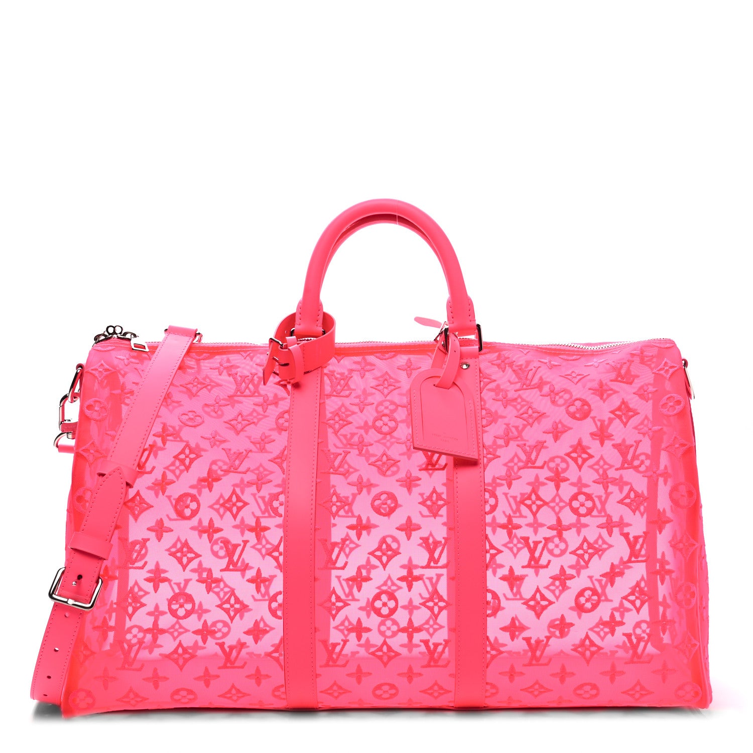Louis Vuitton Monogram Fluo See Through Keepall Bandouliere 50 Rose 1 of 10