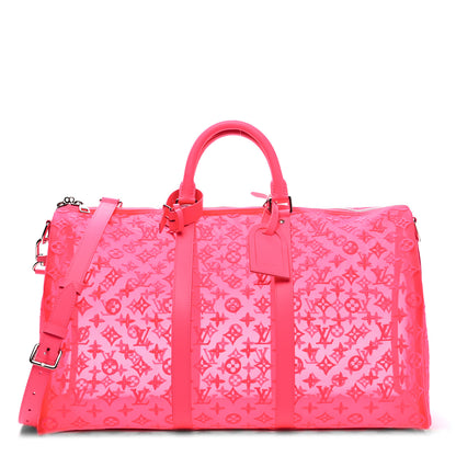 Louis Vuitton Monogram Fluo See Through Keepall Bandouliere 50 Rose 1 of 10