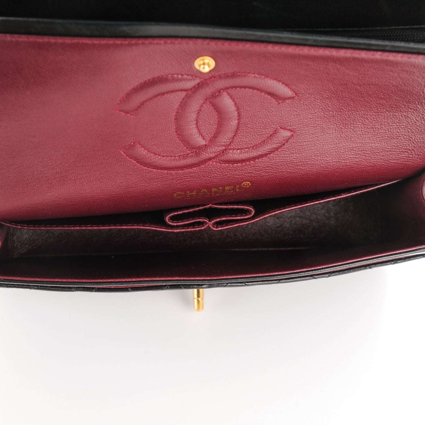 Lambskin Quilted Medium Double Flap Black