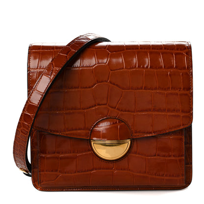 Proenza Schouler Calfskin Crocodile Embossed Dia Day Bag Chestnut 1 of 9
