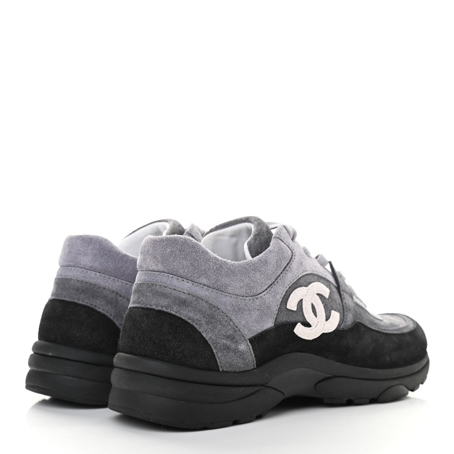 Chanel Suede Calfskin CC Sneakers 35.5 Black 4 of 10