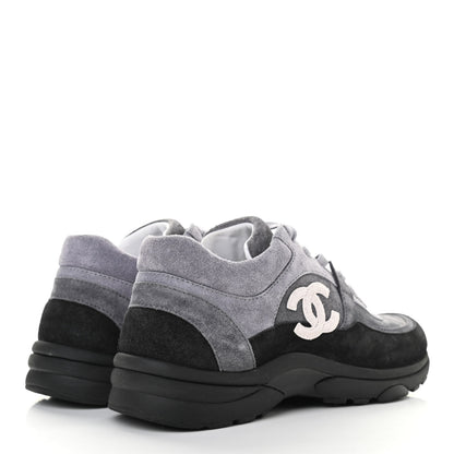 Chanel Suede Calfskin CC Sneakers 35.5 Black 4 of 10