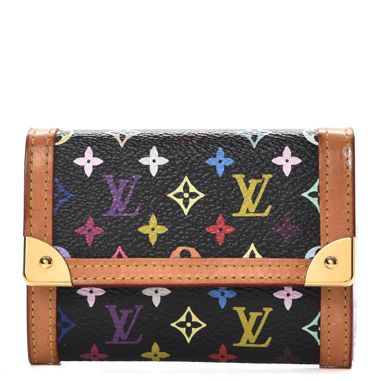 Louis Vuitton Monogram Multicolor Porte-Monnaie Plat Coin Purse Black 1 of 8