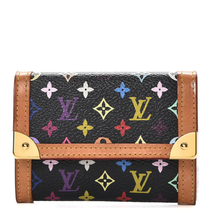 Louis Vuitton Monogram Multicolor Porte-Monnaie Plat Coin Purse Black 1 of 8