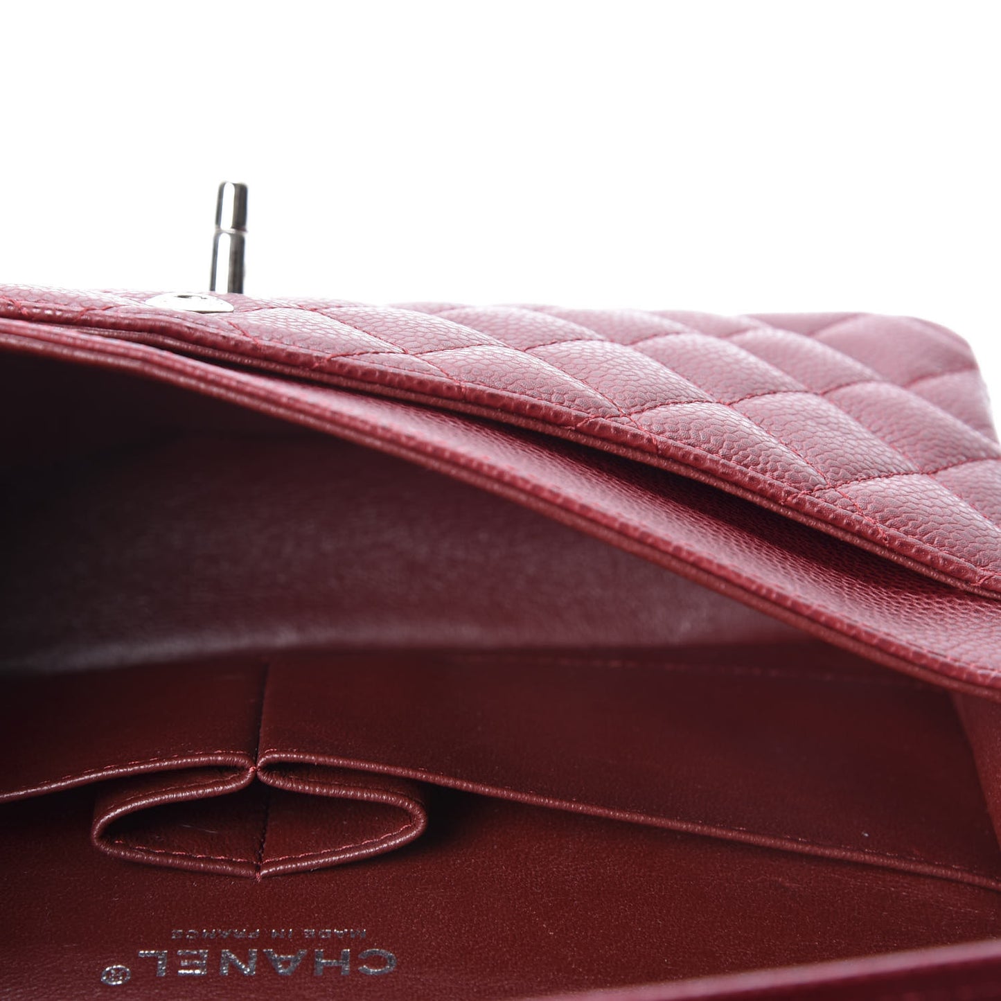 Caviar Quilted Medium Double Flap Dark Red