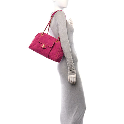 Chanel Washed Denim Quilted Bowling Bag Fuchsia 2 of 11