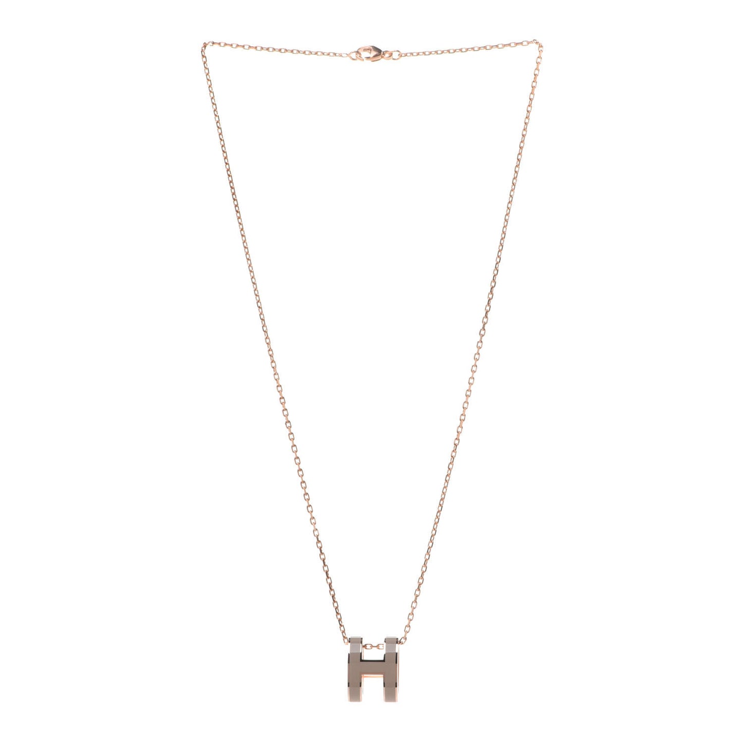 Lacquered Rose Gold Pop H Pendant Necklace Marron Glace