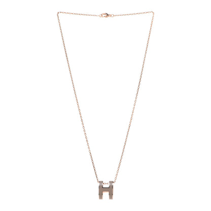 Hermes Lacquered Rose Gold Pop H Pendant Necklace Marron Glace 3 of 8