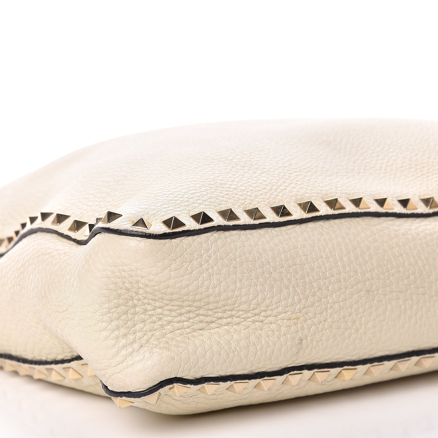 Pebbled Calfskin Large Rockstud Flip-Lock Messenger Bag Light Ivory
