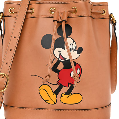 Gucci X DISNEY Calfskin Mickey Mouse Printed Bucket Bag Brown 7 of 10