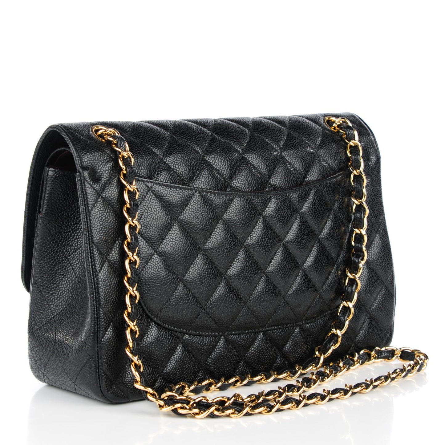 Caviar Quilted Jumbo Double Flap Black