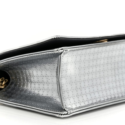 Christian Dior Metallic Patent Micro-Cannage Small Diorama Flap Bag Silver 8 of 13
