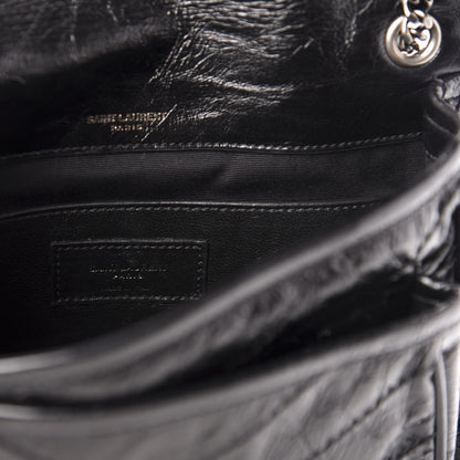 Saint Laurent Crinkled Calfskin Matelasse Monogram Baby Niki Chain Satchel Black 6 of 10