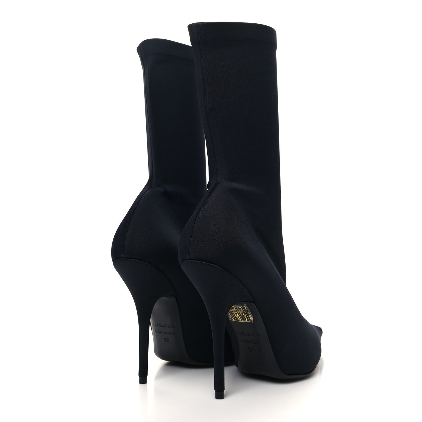 Matte Spandex Pointed Toe Knife 110mm Ankle Boots 38 Black