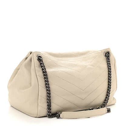 Saint Laurent Vintage Lambskin Chevron Monogram Large Nolita Crema Soft 2 of 15