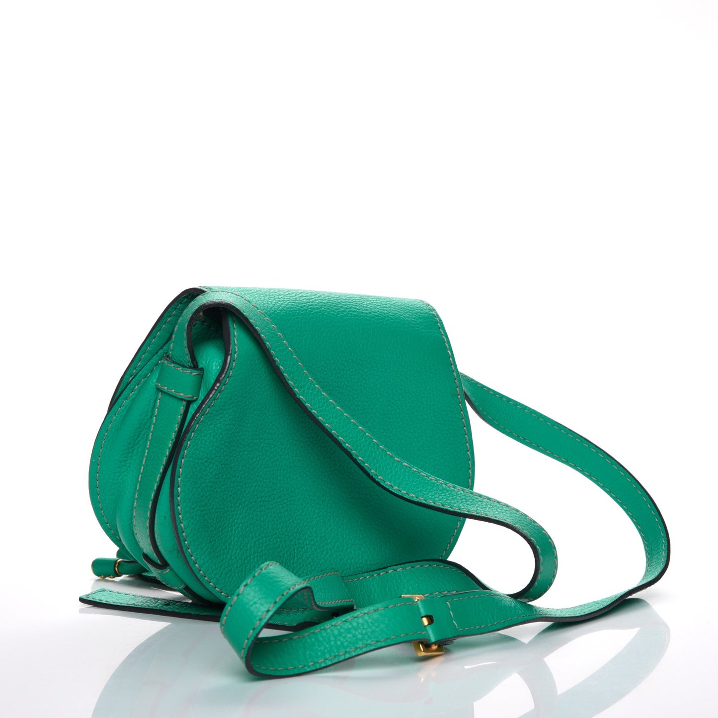 Calfskin Mini Marcie Round Crossbody Bag Jade Green