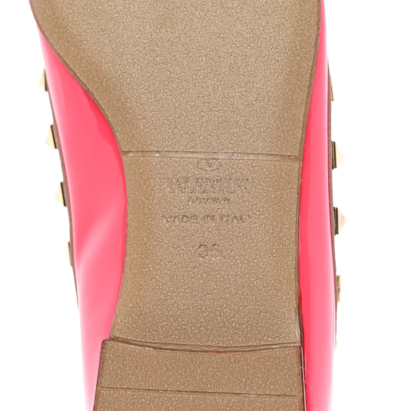 Patent Nappa Rockstud Ballerina Flats 36 Fuxia Fluo Poudre