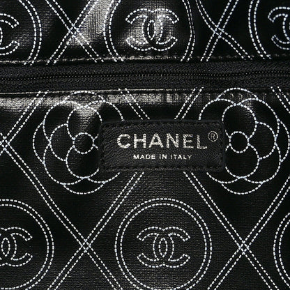 Chanel Coated Canvas Camellia Bowler Black Beige 6 of 9
