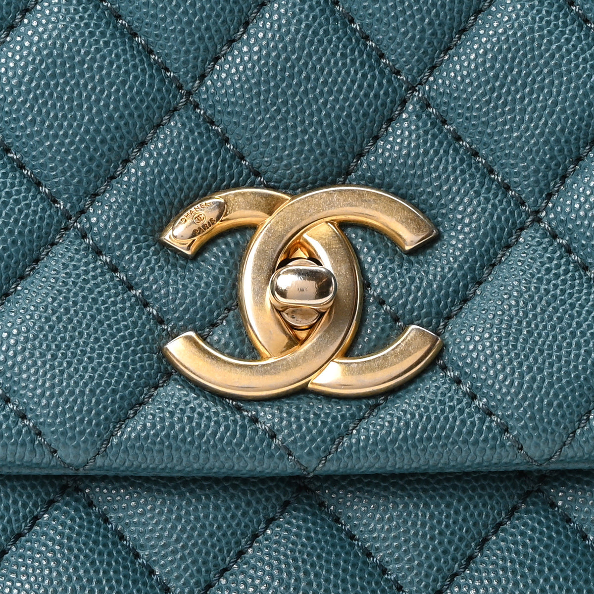 Chanel Caviar Quilted Medium Coco Lizard Embossed Handle Flap 8 of 10