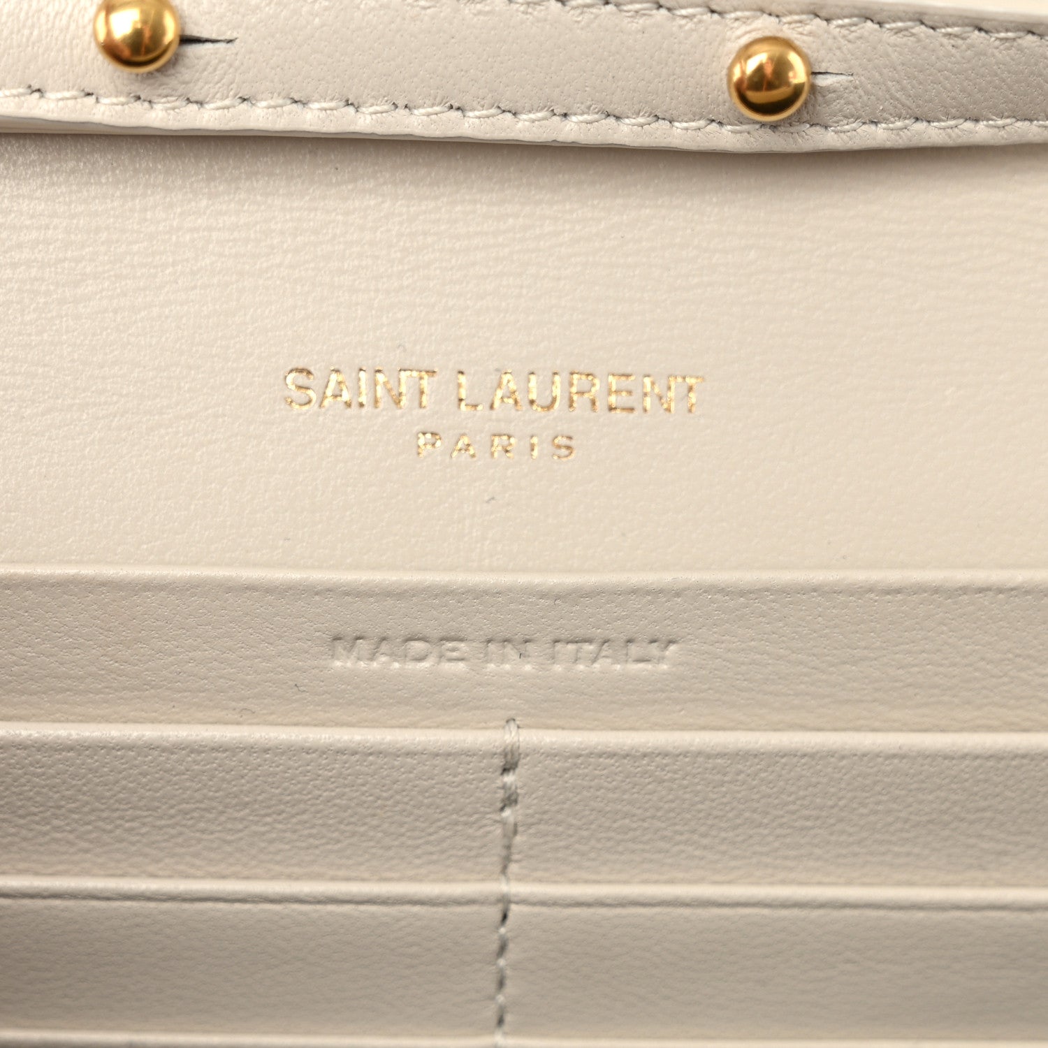 Saint Laurent Calfskin Lizard Embossed Cassandre Wallet On Chain WOC Crema Soft 6 of 12