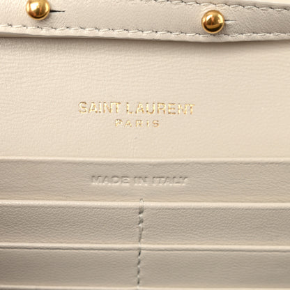 Saint Laurent Calfskin Lizard Embossed Cassandre Wallet On Chain WOC Crema Soft 6 of 12