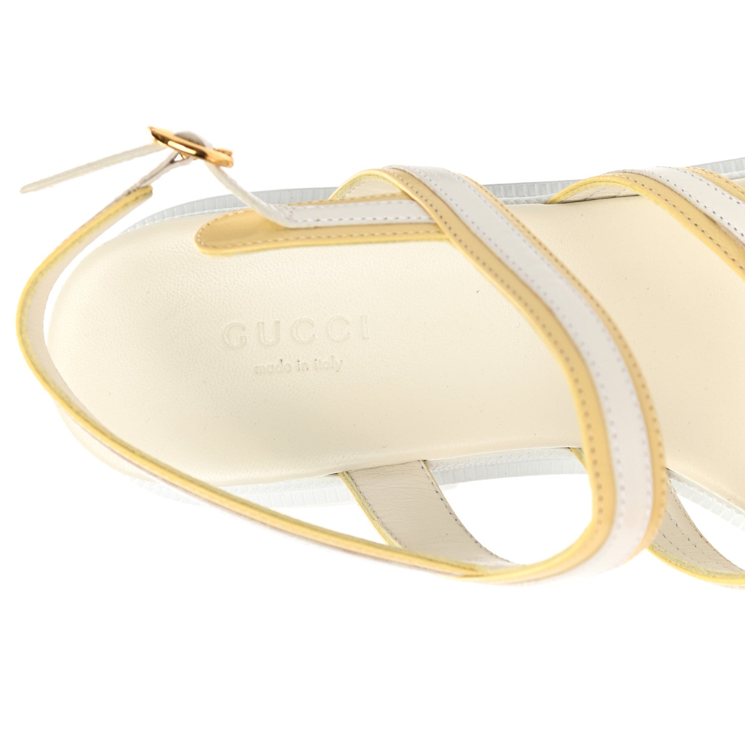Gucci Nappa Platform Lug Sole Sandals 38.5 White Butter 8 of 9