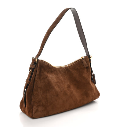 Prada Scamosciato Suede Medium Aimee Shoulder Bag Cacao 4 of 17