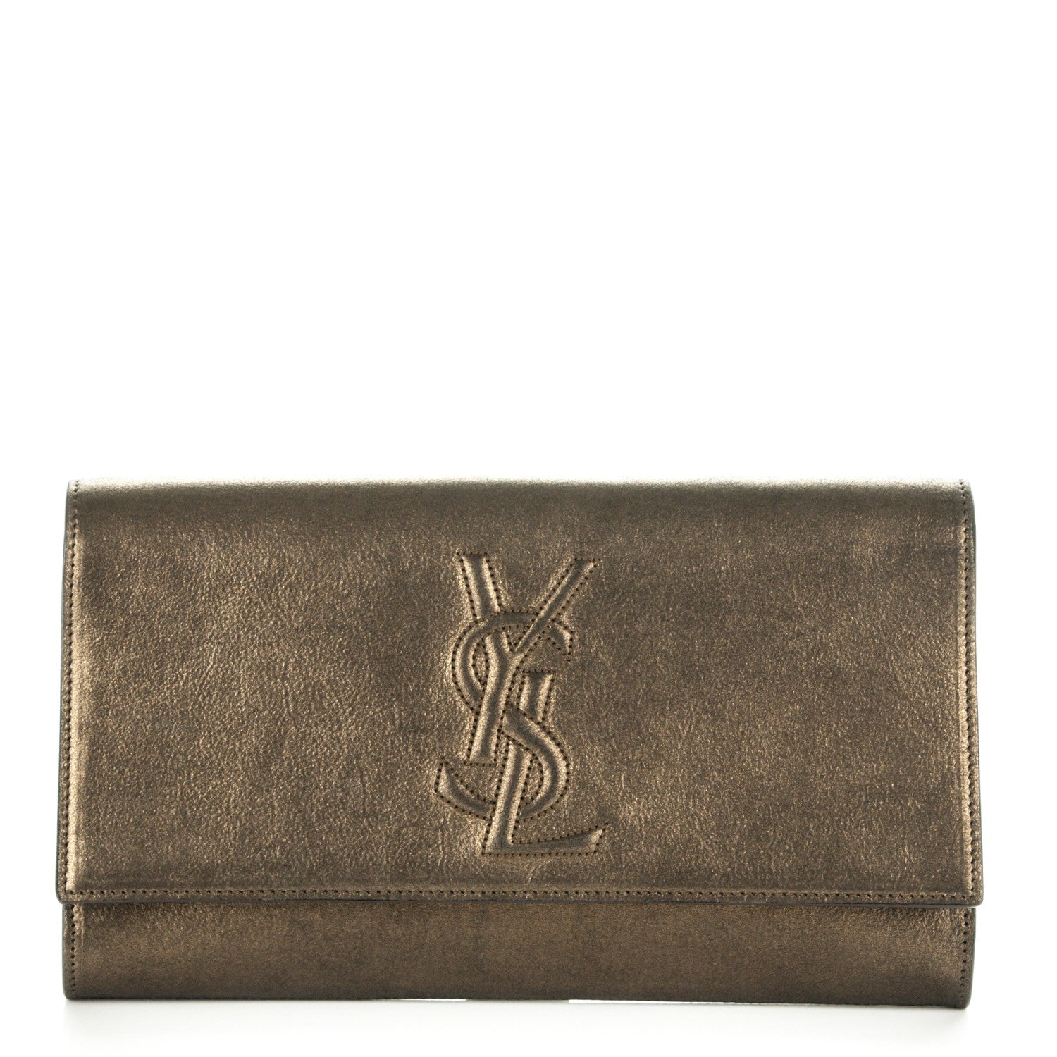 Saint Laurent Metallic Calfskin Monogram Large Belle De Jour Clutch Bronze 1 of 5