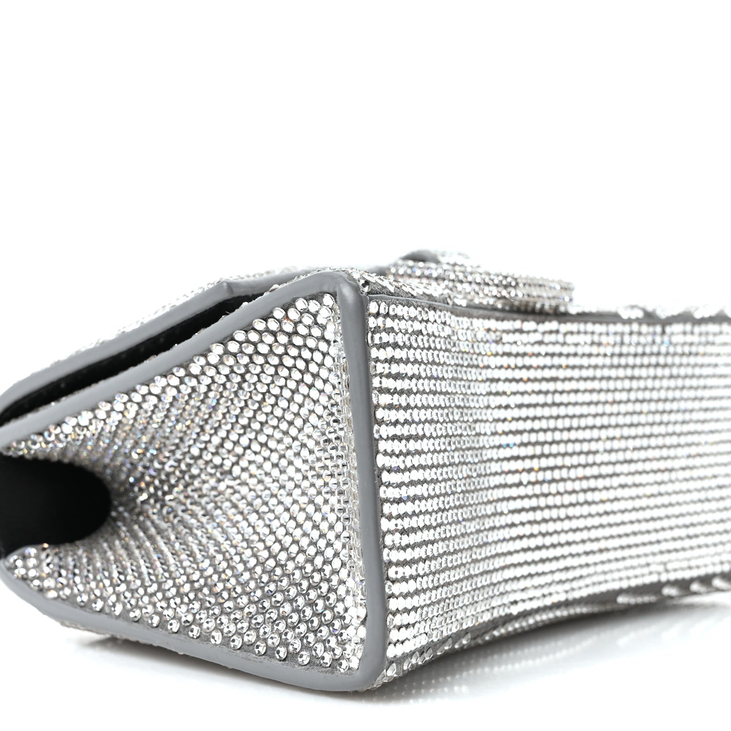 Strass Suede Hourglass Top Handle Bag XS Smoke Grey Crystal
