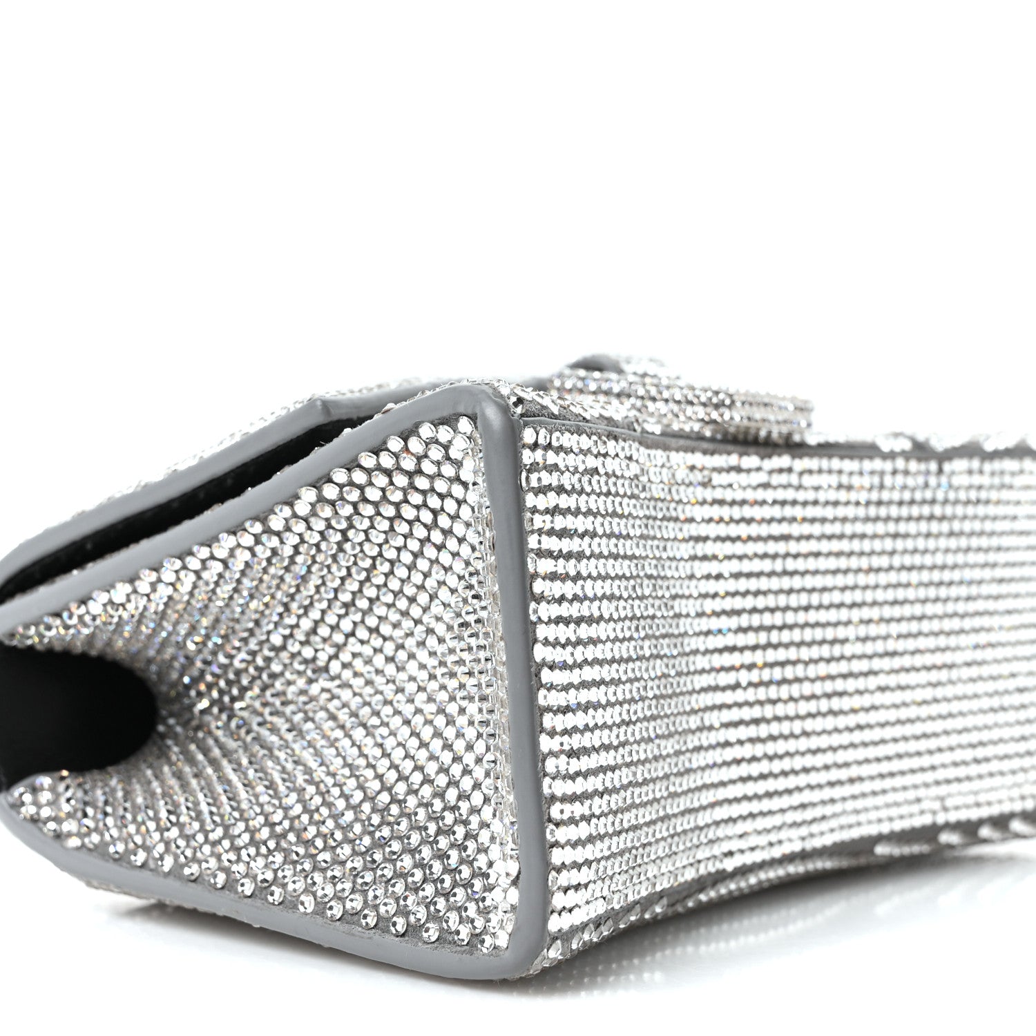 Balenciaga Strass Suede Hourglass Top Handle Bag XS Smoke Grey Crystal 8 of 9