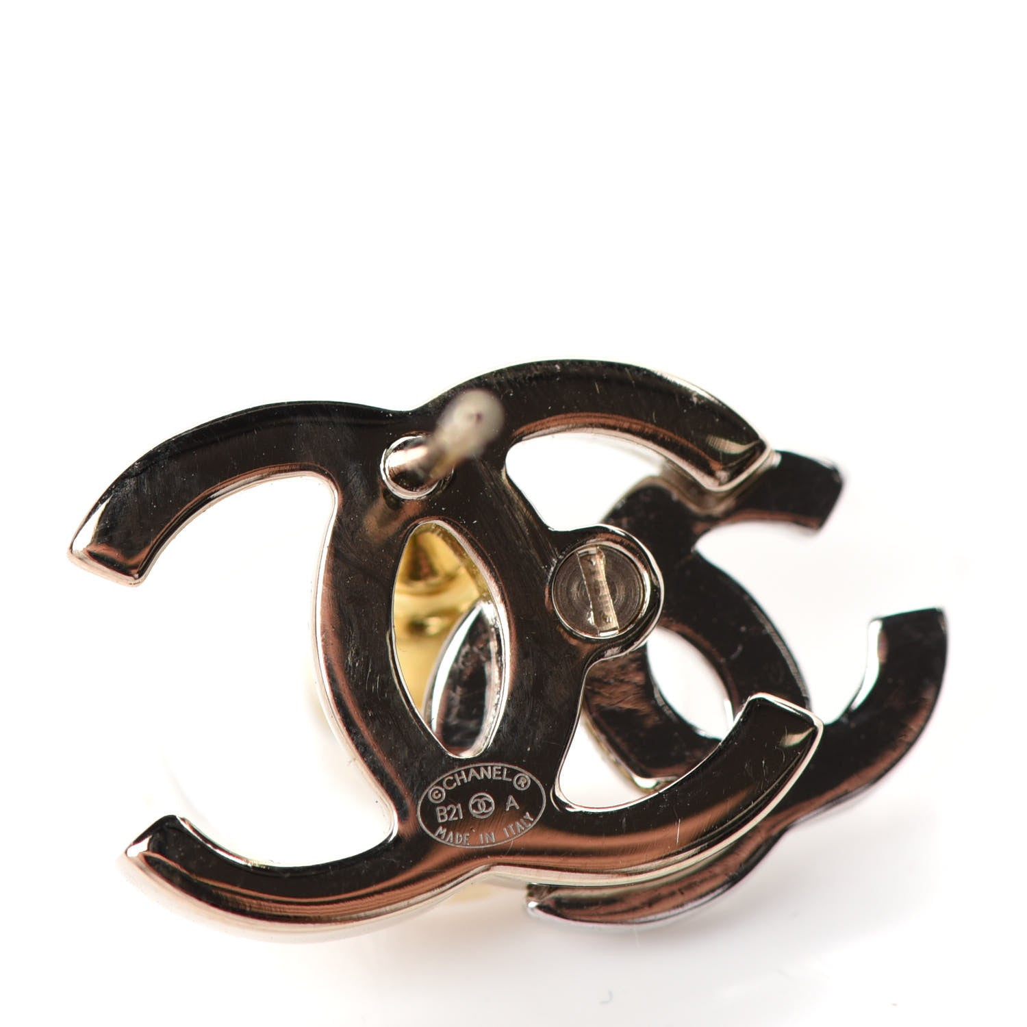 Chanel Crystal Double CC Earrings Gold Silver 4 of 4