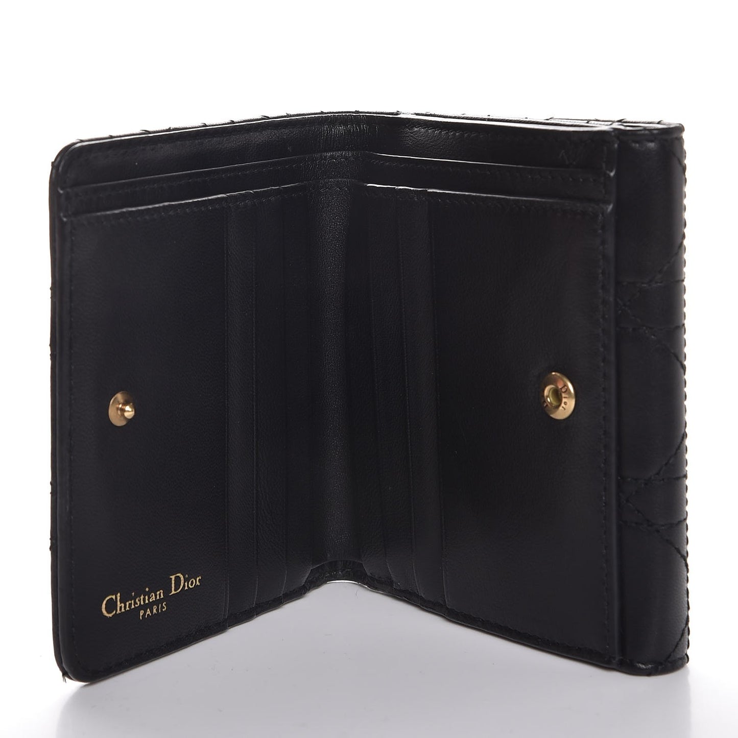Lambskin Cannage Dioraddict Flap Wallet Black