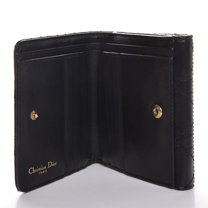 Christian Dior Lambskin Cannage Dioraddict Flap Wallet Black 6 of 8