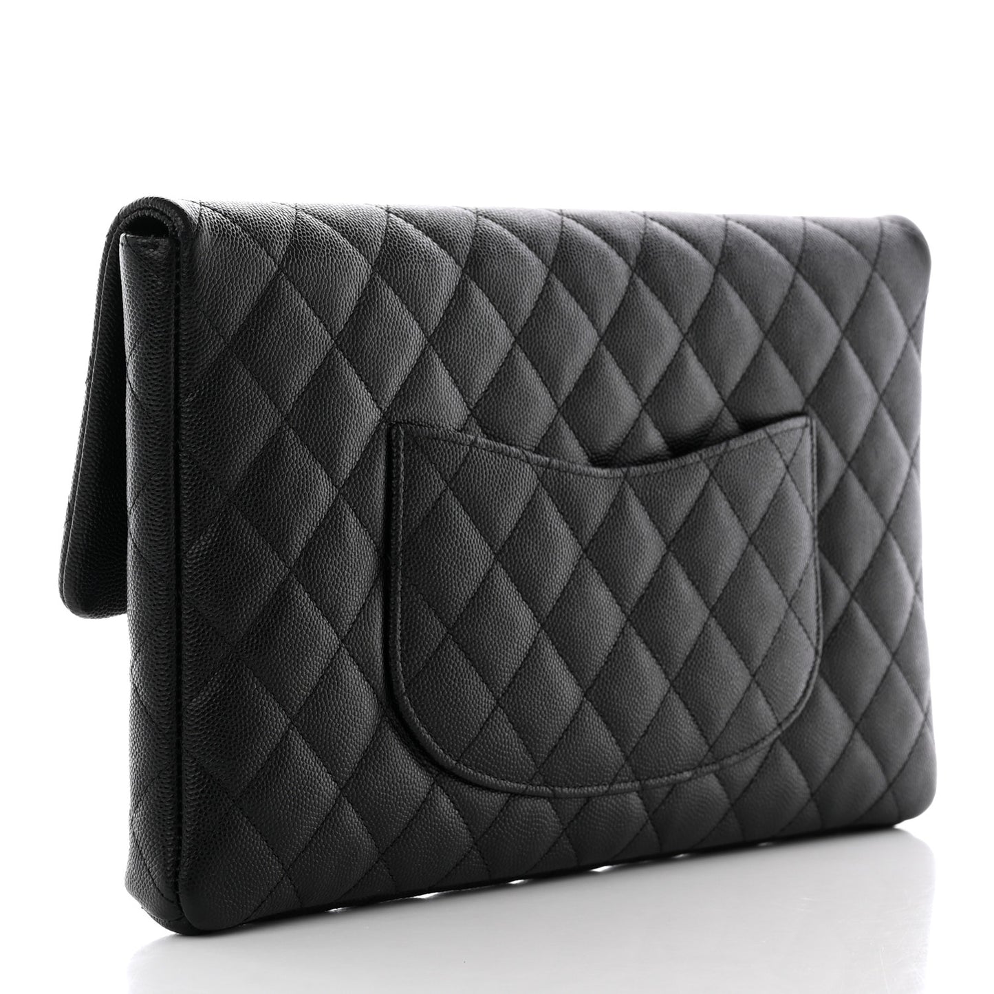 Caviar Quilted Flap Clutch Black