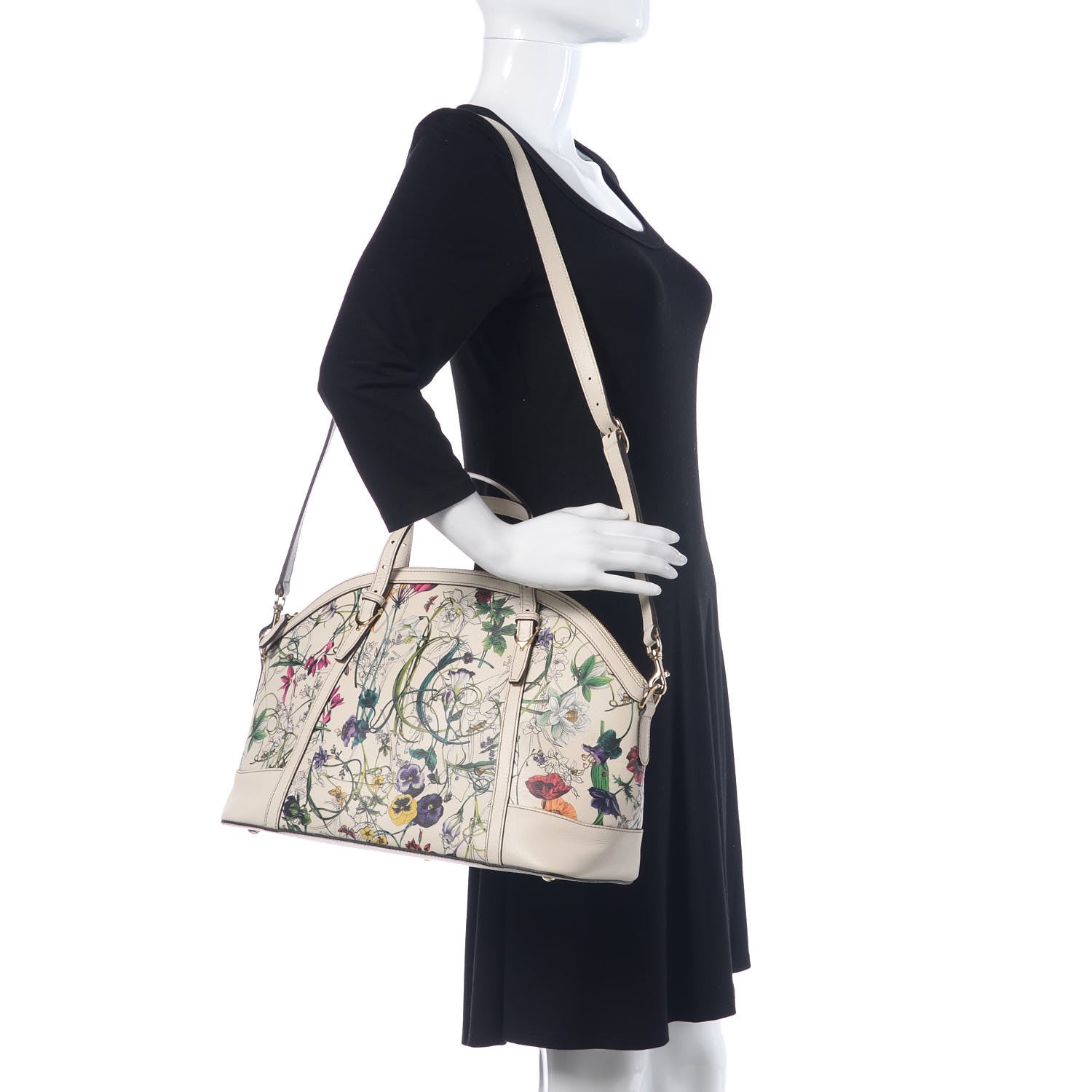 Gucci Canvas Flora Infinity Medium Nice Top Handle Dome Bag White 2 of 11