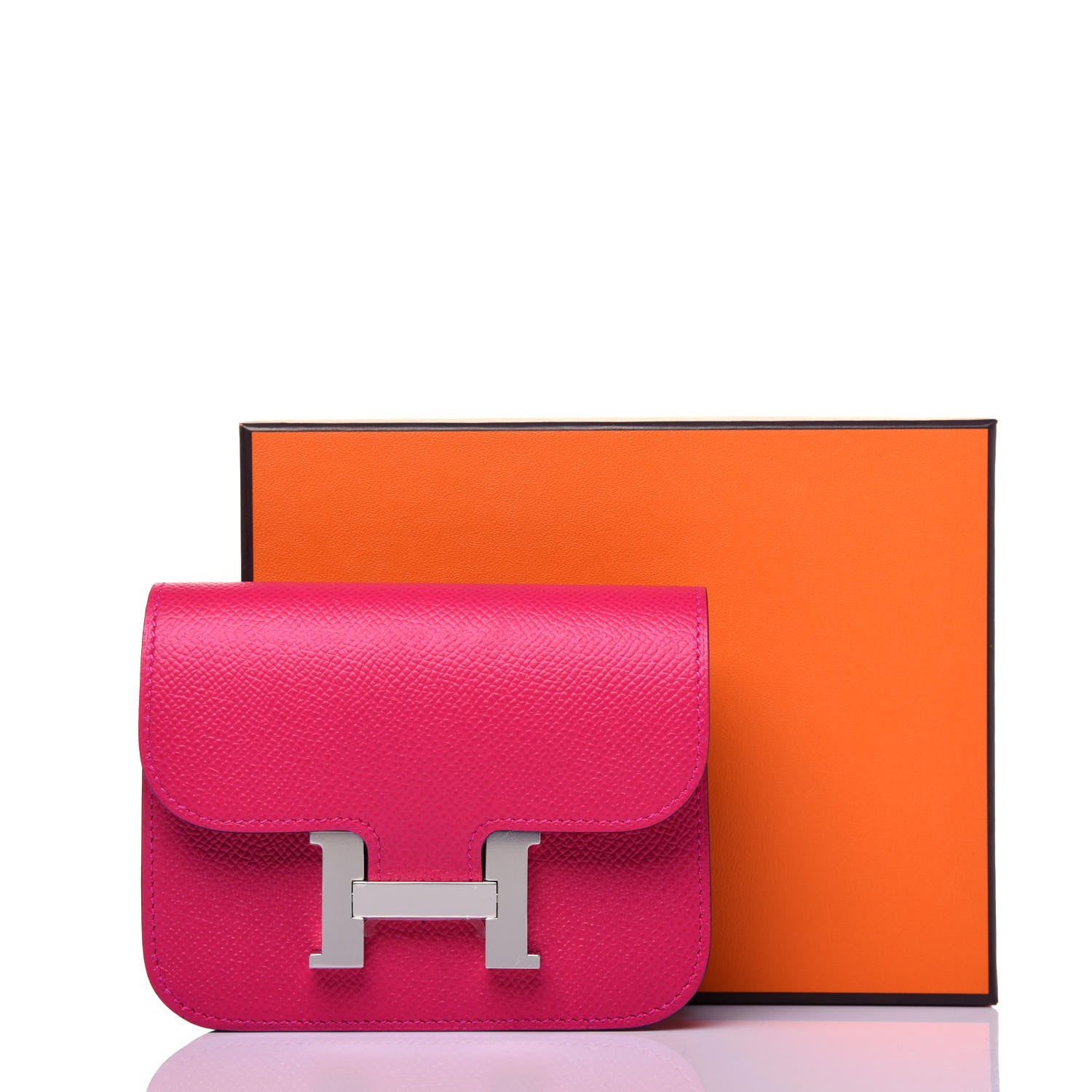 Hermes Epsom Constance Slim Wallet Rose Mexico 14 of 14