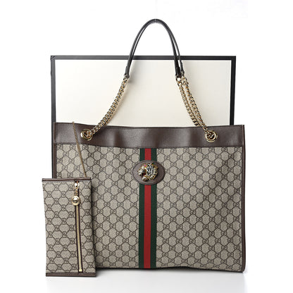 Gucci GG Supreme Monogram Large Rajah Chain Tote Beige New Acero 9 of 9