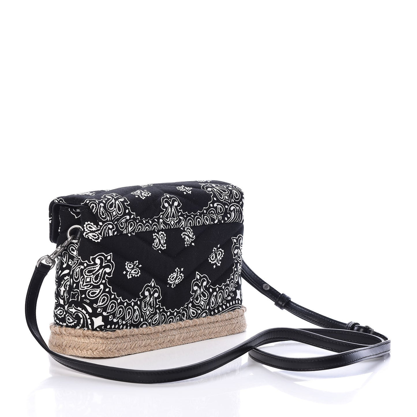 Cotton Bandana Y Quilted Monogram Toy Loulou Crossbody Bag Black White