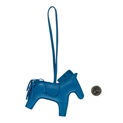 Hermes Milo Lambskin Grigri Rodeo Horse Bag Charm MM Bleu Zanzibar 2 of 4