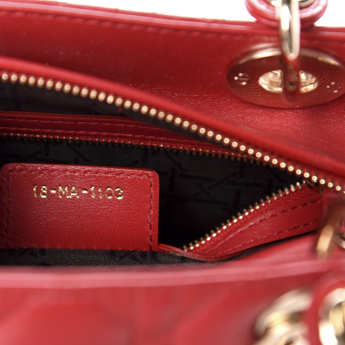 Lambskin Cannage Medium Lady Dior Red