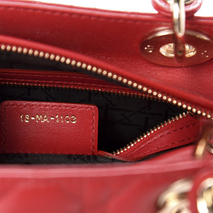 Christian Dior Lambskin Cannage Medium Lady Dior Red 10 of 12