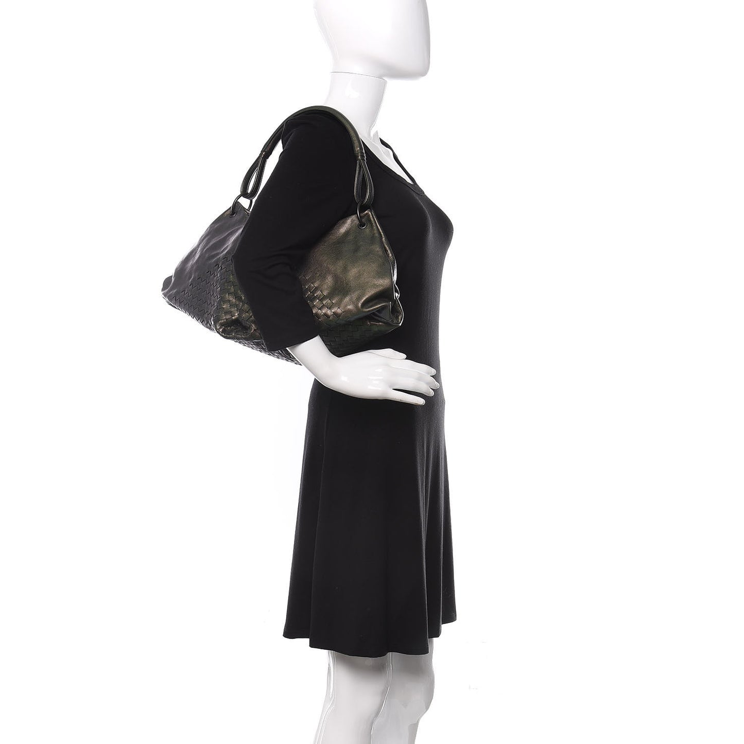 Iridescent Nappa Intrecciato Aquilone Fortune Cookie Hobo Green
